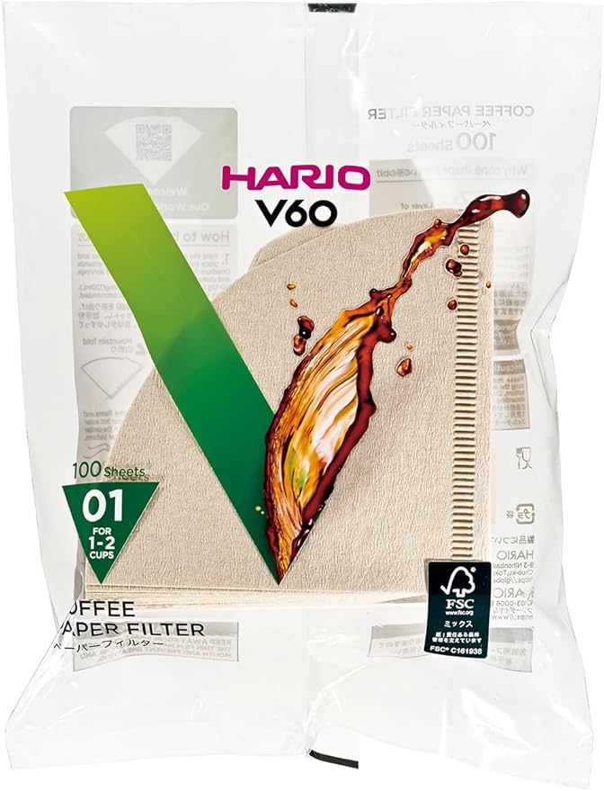 Hario V60 Natural Filter Papers 100's - 1cup
