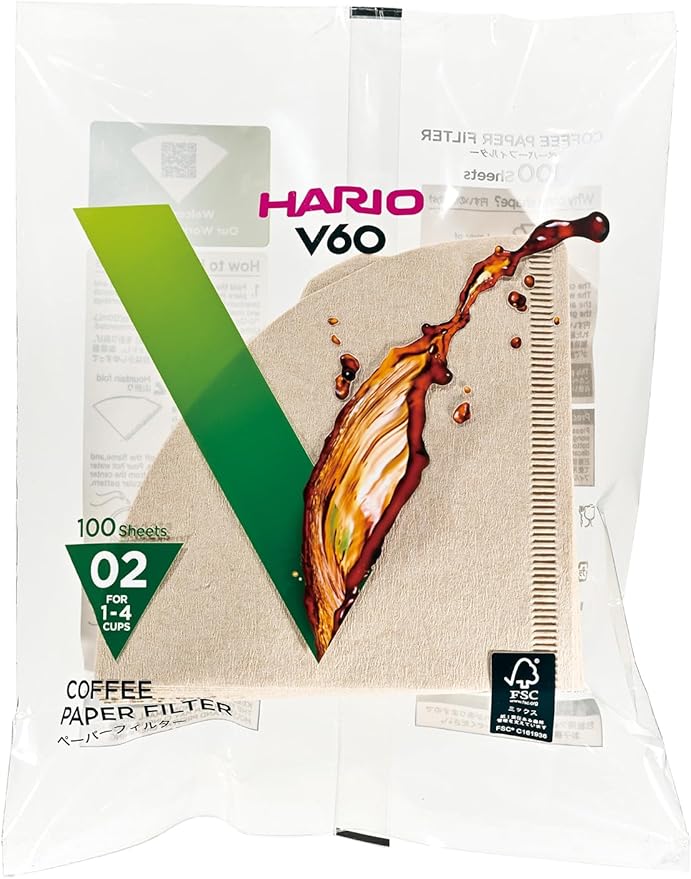 Hario V60 Natural Filter Papers 100's - 2cup